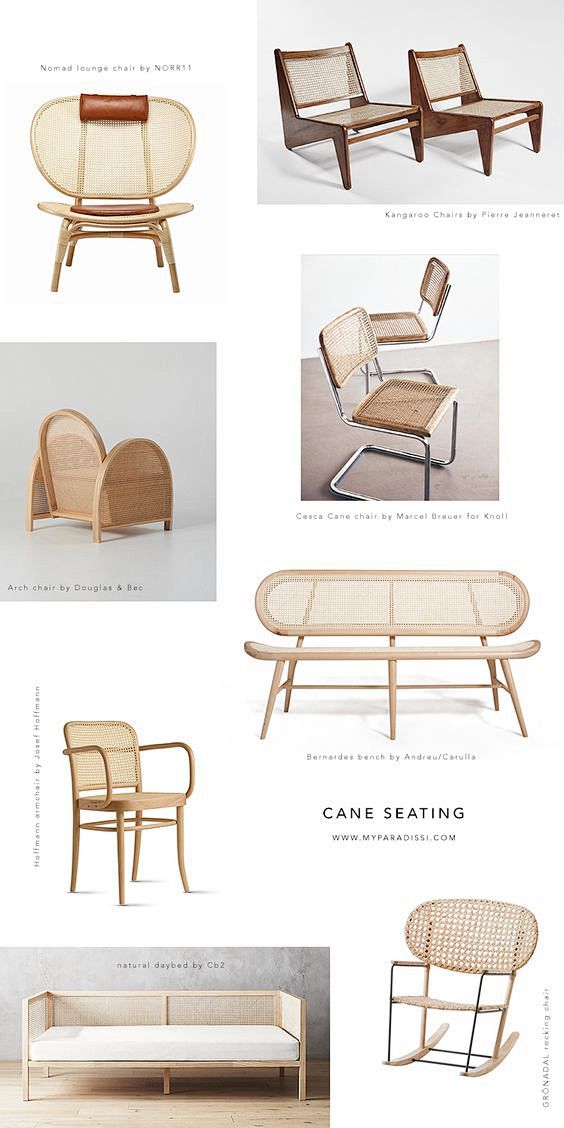 Cane seating, chairs...