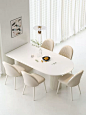 轻奢岩板岛台餐桌一体现代简约靠墙奶油风半圆餐桌椅家用小户型-tmall.com天猫