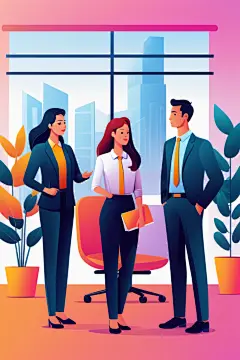 科技金融扁平风商务办公场景插画