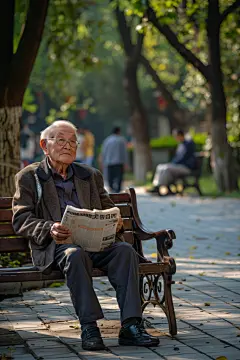 看报纸老人日常生活