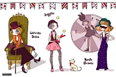 手绘矢量水彩风格的马戏团女孩可爱插图集合 Circus_Cute_Girls_Collection 设计模板 
