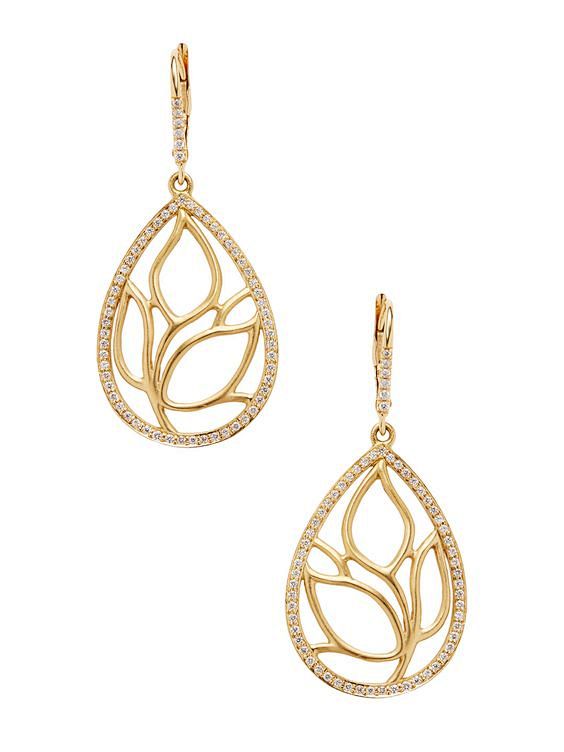 Pave Diamond Leaf Te...