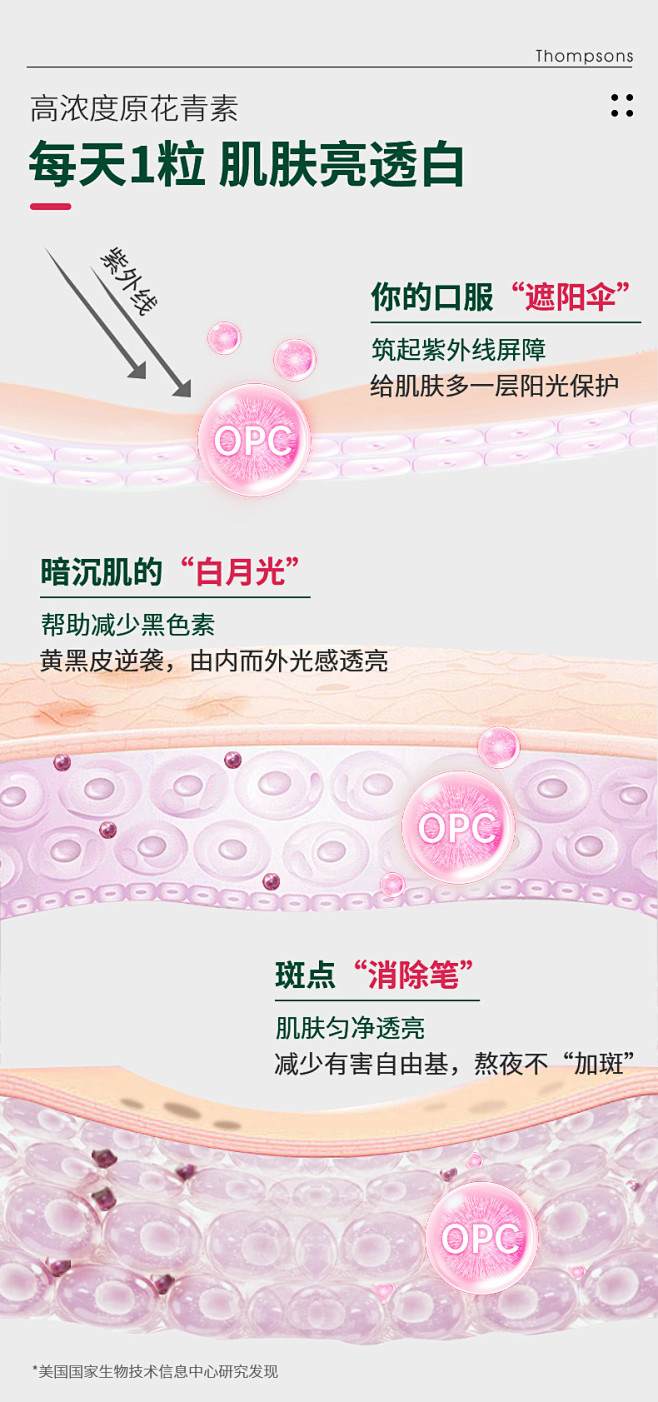 汤普森葡萄籽精华片90粒镁光白原花青素护...
