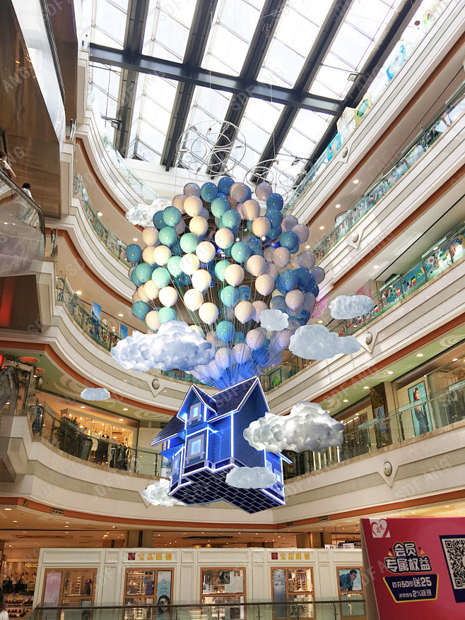 商业美陈悬挂吊饰气球灯光装饰创意全案设计专业定制3d模型效果图淘宝