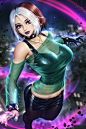General 2400x3597 Rogue (X-men) X-Men Marvel Comics see-through clothing black top miniskirt black clothing pantyhose 2D artwork drawing fan art NeoArtCorE (artist)