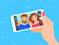 Young couple takes a selfie with a smartphone