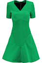 Roland MouretRedworth piqué-paneled cotton-blend mini dress