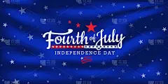 7月4日的独立日，用星光在飘扬的光滑的织物上绽放。矢量插图。