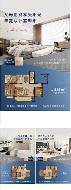 海报 房地产  高层 户型图 价值点 系列