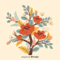 Free vector colorful floral branch in flat design