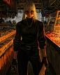 General 4000x5000 GUWEIZ original characters blonde women turtlenecks black clothing cigarettes markets looking at viewer 2D artwork drawing