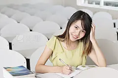 AsianTeenage girl  enjoy studying portrait in classroom