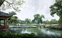 绝美的手绘古典建筑园林
