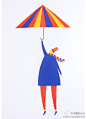 #求是爱插画#英国插画家Daniel Frost笔下的小人为了飞上蓝天可谓使出了浑身解数，有的头顶螺旋桨，有的脚上绑火箭，有的撑一把大伞，有的乘坐热气球。