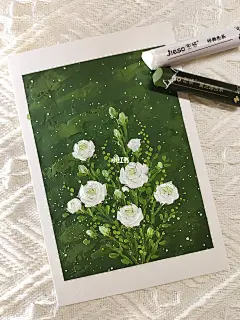 油画棒·白玫瑰（附教程色号）