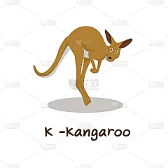 给孩子们用孤立的动物字母，K代表袋鼠
