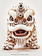 新中式国风素材国潮插画-醒狮·小金