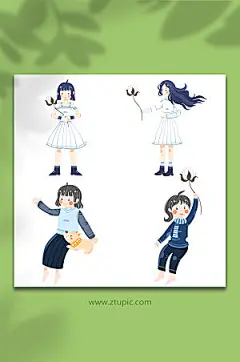 手绘小清新寒露摘棉花插画元素
