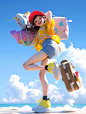 【AIGC】元气满满的夏日多巴胺女孩