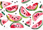 173号夏天水果手绘水彩西瓜平铺背景图案海报高清图片JPG设计素材-淘宝网
