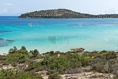 希腊Chalkidiki, Sithonia半岛的Lagonisi海滩海景
