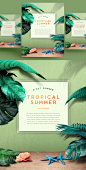 夏季热带植物海报PSD模板Summer tropical poster PSD template#ti289a7612 :  