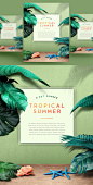 夏季热带植物海报PSD模板Summer tropical poster PSD template#ti289a7612 :