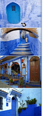 【洛哥舍夫沙万 蓝白小镇慢生活】舍夫沙万是摩洛哥的一个安静神秘的小镇，坐落于里夫山宽阔的山谷之中，一直都是个各国游客青睐的旅游胜地。走在涂满蓝色颜料的巷子里，你会感受到铺天盖地、令人窒息的蓝色洗礼。这座蓝色的小镇有一种神奇的魔力，会让你不由自主地慢了脚步，平了心境。