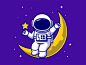 Astronaut Space custome astronaut cute Icon ILLUSTRATION  logo moon rocket Space  star