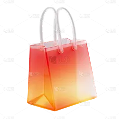 促销系列3D红金色磨砂玻璃发光光泽购物袋元素