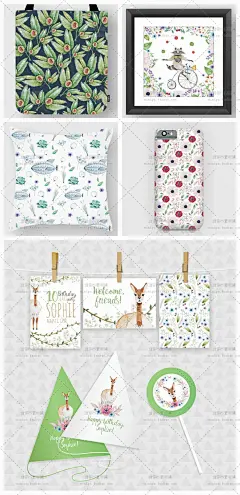 cm273童话故事浣熊飞艇蜗牛白马宝宝卡片手绘水彩PNG免抠设计素材-淘宝网