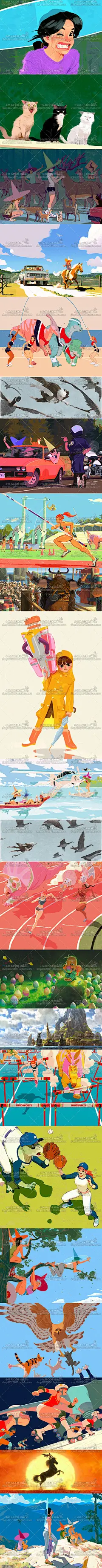 欧美卡通插画图集 小清新动漫人物角色 原画设定 游戏美术素材-淘宝网