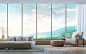 Modern bedroom with mountain view 3d rendering Image