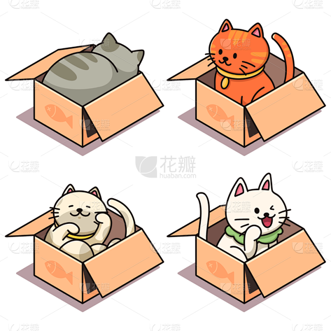 搞怪的猫咪手绘贴纸