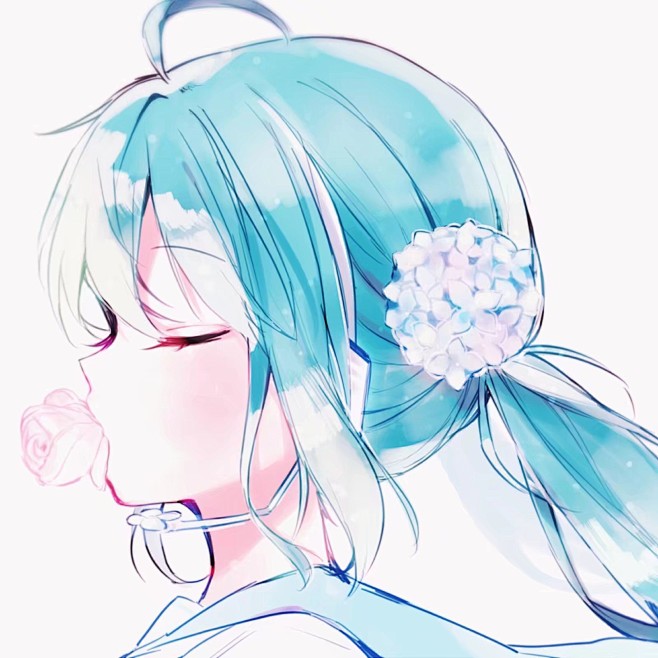 初音未来二次元女生头像美少女侧颜绿发可爱