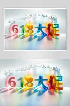 AI数字艺术618年中电商促销立体字艺术字
