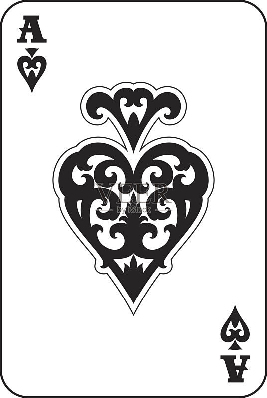 扑克牌a铲子黑桃a新艺术主义洛可可风格正版矢量图素材