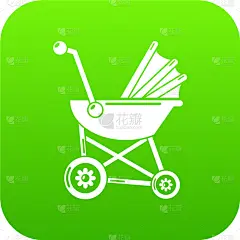 婴儿车,绿色,计算机图标,护士,家庭,父母,母亲,小的,复古,散步