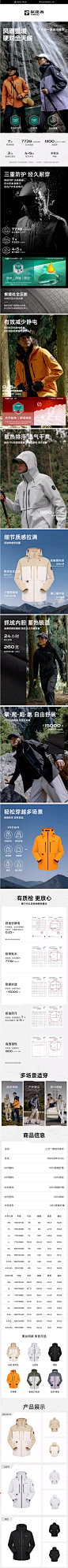 探路者冲锋衣男2024新款户外三防抓绒内胆透气拼接保暖外套女-tmall