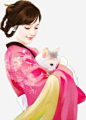 抱猫咪女子古风立绘免抠png素材_新图网ixintu.com