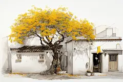 水墨江南风插画绘画