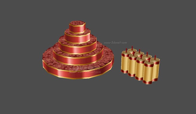 鞭炮，盘炮，炮仗，烟花爆竹3d模型 - 生活用品 - 蜗牛模型网 - www.3dsnail.com