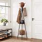 Amazon.com: VASAGLE Coat Rack Freestanding, Coat Hanger Stand, Hall Tree with 2 Shelves, for Clothes, Hat, Bag, Industrial Style, Rustic Brown and Black URCR16BX : Home & Kitchen