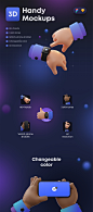 Handy Mockups - Mockups : Handy Mockups is a ready-made library of cute 3D hands holding various devices to help you better present your UI designs.

This pack consists of 81 high-res hands in 3 different skin tones which are well-organized in Figma and S