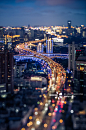 the expressway interchange was illuminated at night,Shanghai ,China_创意图片