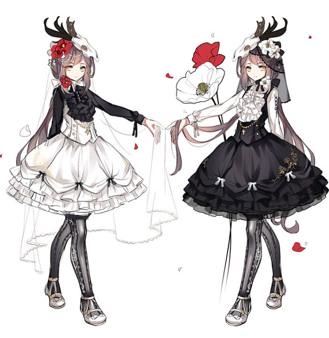 少女 二次元 插画 清新 华丽 唯美 可...
