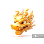 【AI数字艺术】3D黄金龙元素龙头龙年插画图片素材