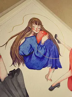 少女病-黑眼圈弟弟_水彩,少女,小清新_涂鸦王国插画