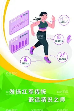 跑步运动海报文化墙  - 源文件下载【酷图网】跑步,卡路里,消耗,运动文化墙,海报,健身,体能