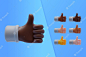 3d collection with hands showing thumbs up Free Psd